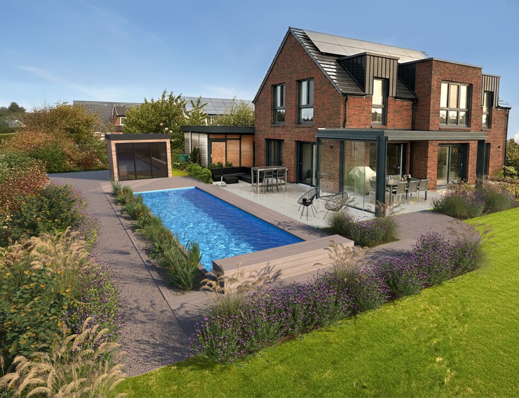Wohnhaus mit Pool und Garten