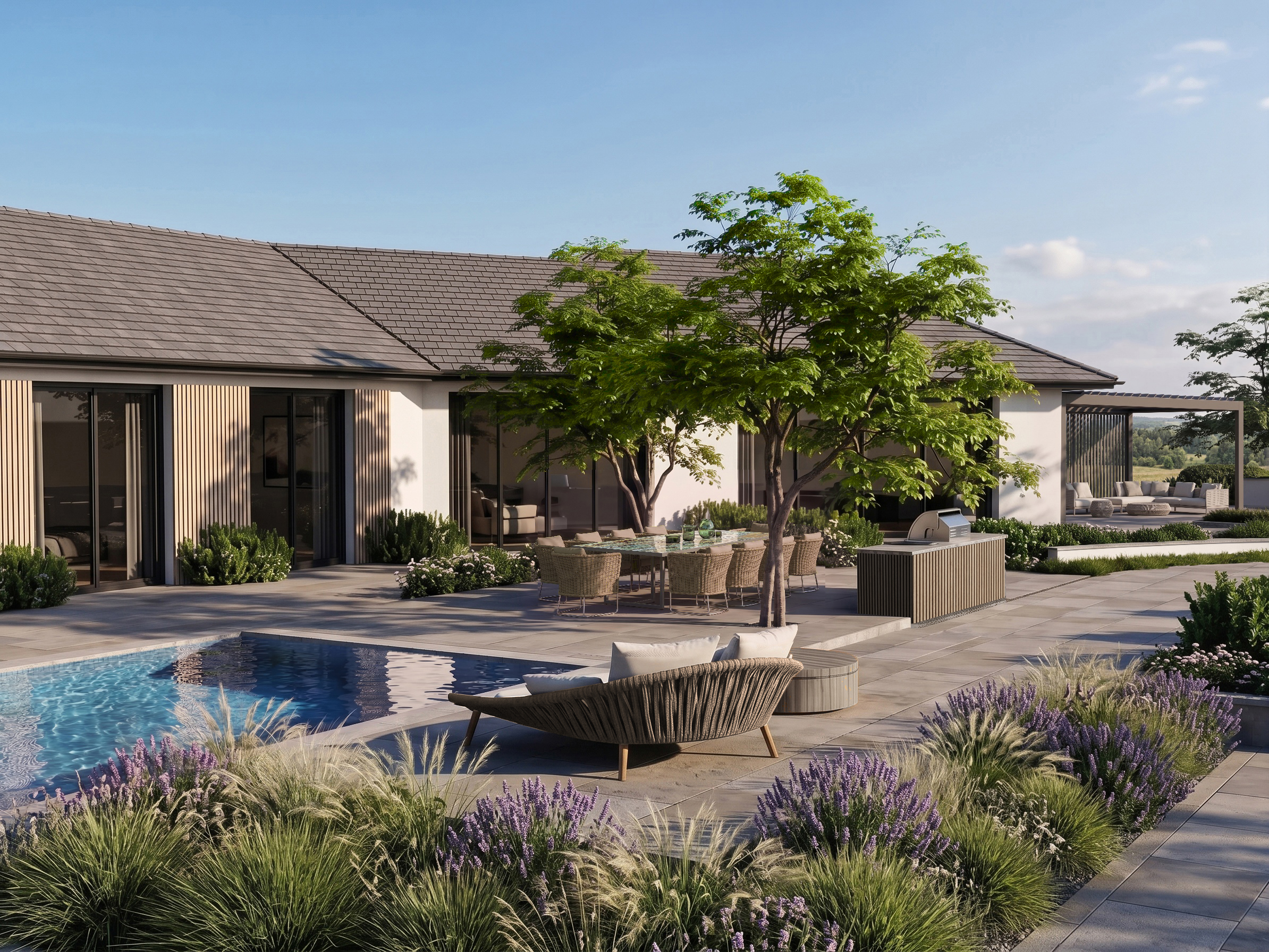 Modernes Wohnhaus mit Pool und Garten